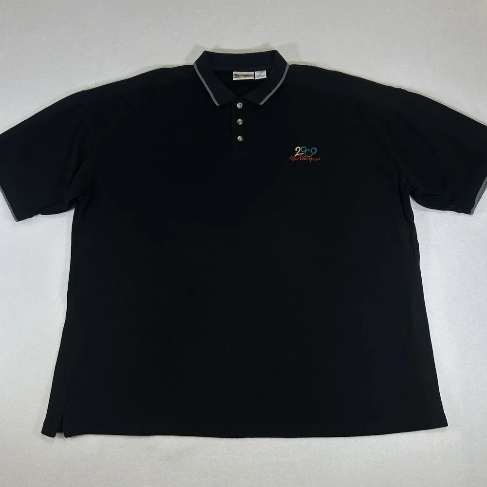 Vintage Walt Disney World 2000 Men's XXL Black Short Sleeve Golf‎ Polo Shirt